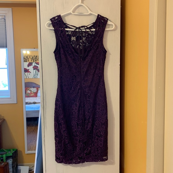 Plum Formal Lace Dress - Picture 2 of 7